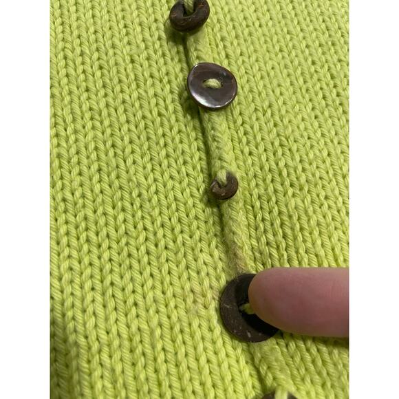 Pure Handknit for Fresh Produce Sweater Funky Buttons Womens XS Small Chartreuse - Picture 7 of 9